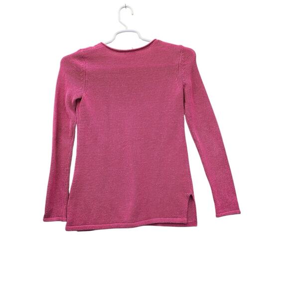 J. McLaughlin Sweater Women’s Pink V-Neck Open Knit Pullover Size XS - Picture 9 of 11
